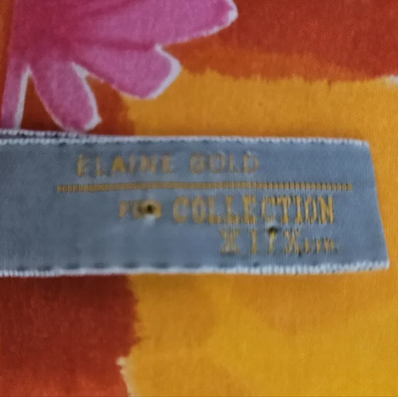 ELAINE GOLD Pink & Yellow Floral Silk Scarf | SZ 21" Sq - Picture 4 of 5